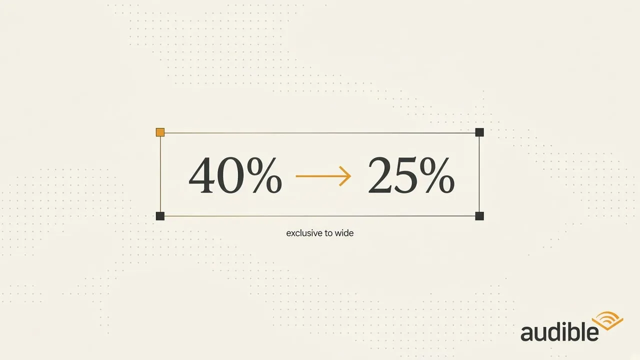 Framed 40% to 25% with Audible mark, exclusive to wide